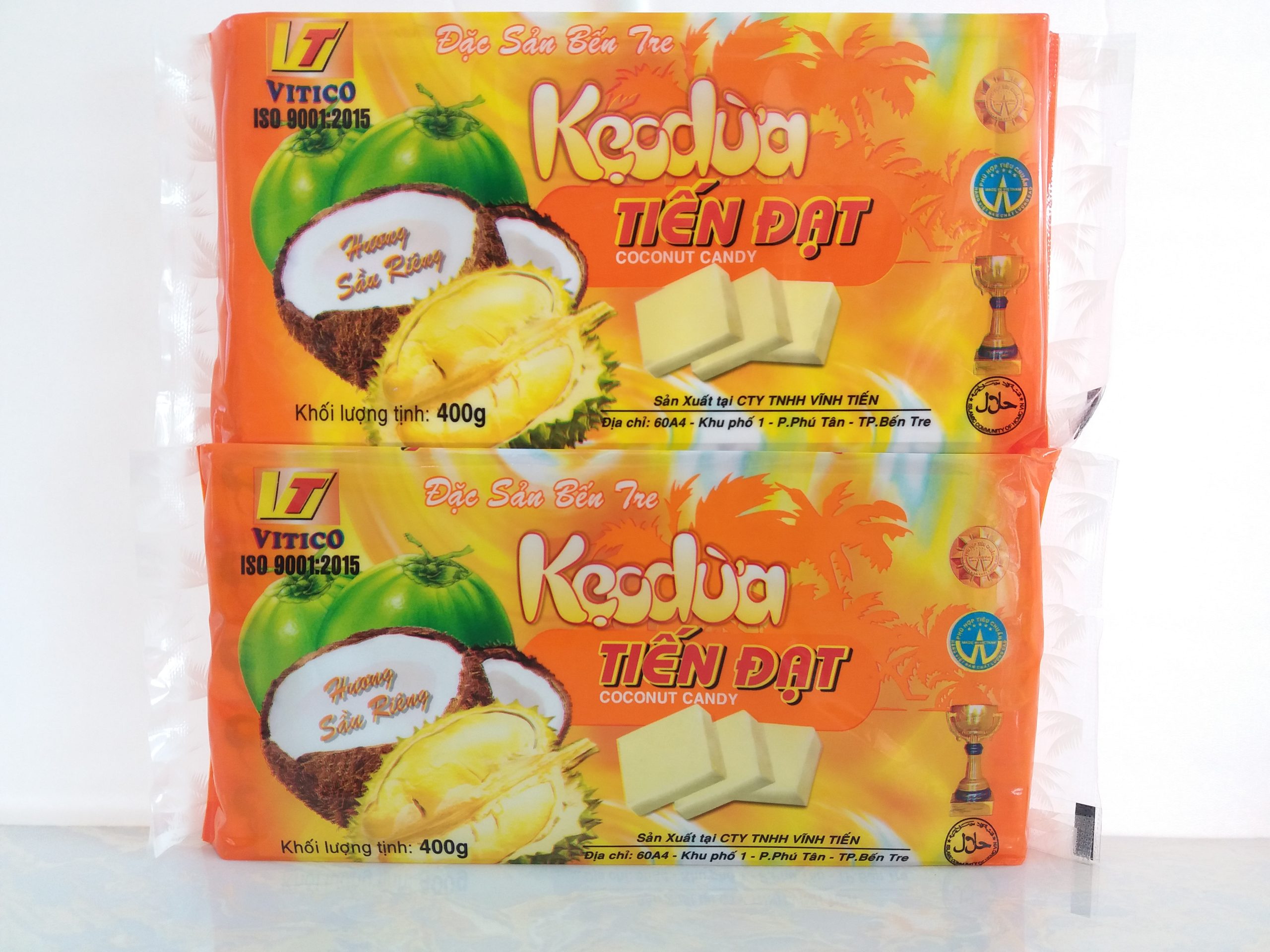 KẸO DỪA GÓI VỊ SẦU RIÊNG 400G